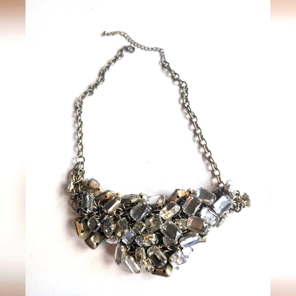 Fashion Bib Necklace with Brushed Gold Tones
